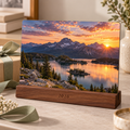 Personalized photo plaque with sample mountain landscape