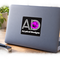 Atypical Designs custom decal mockup, 6 by 6 inches
