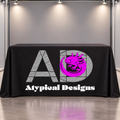 Custom event table cover mockup for a 6 foot table