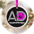Custom ornament mockup, approximately 3 inch round