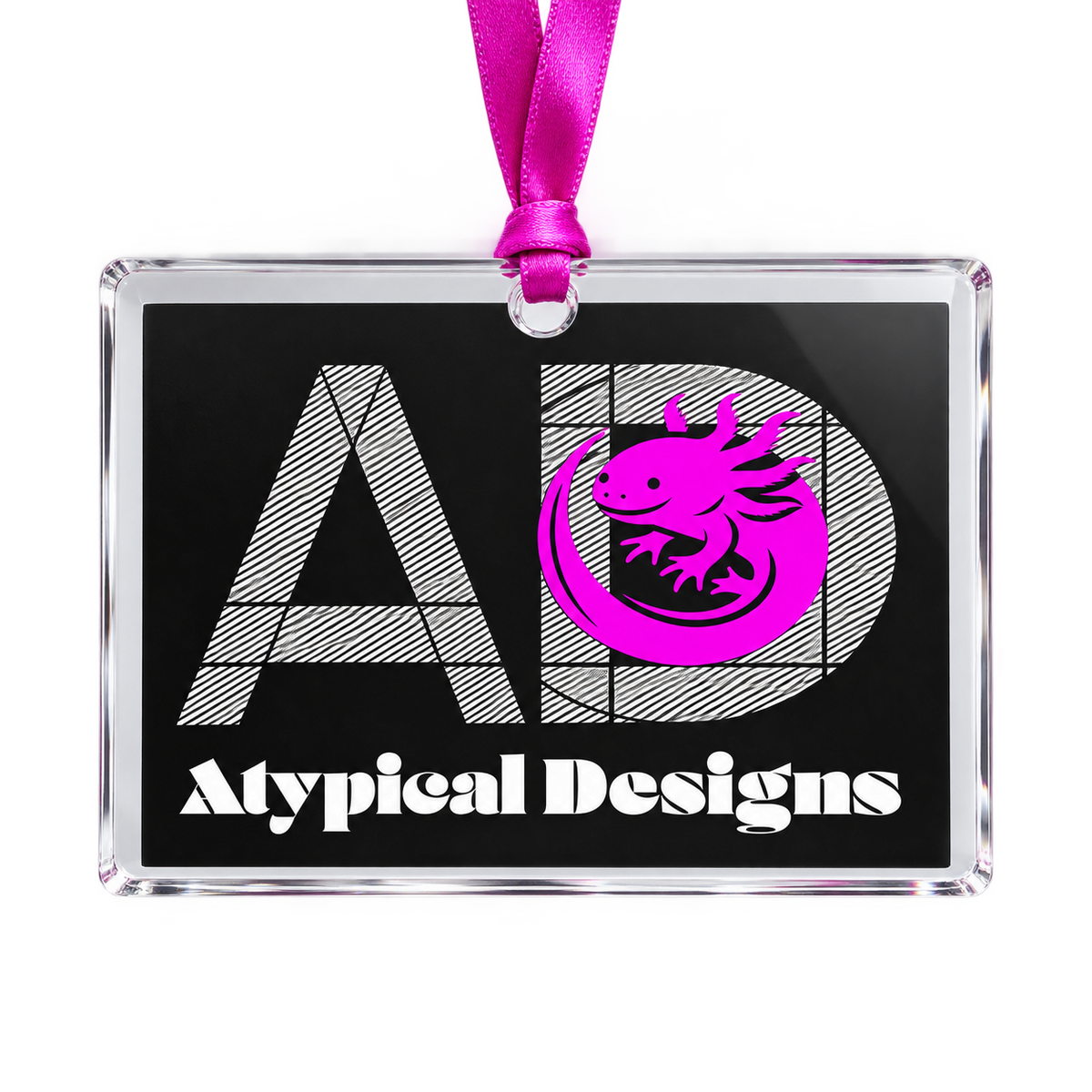 Custom keepsake ornament mockup, approximately 3 x 4 inches rectangular