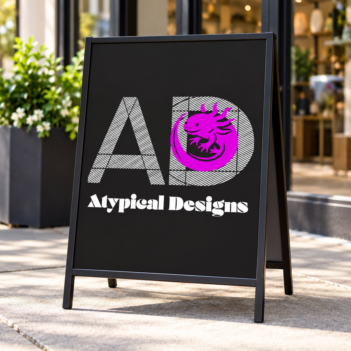 Atypical Designs sign panel or insert mockup, 18 by 24 inches