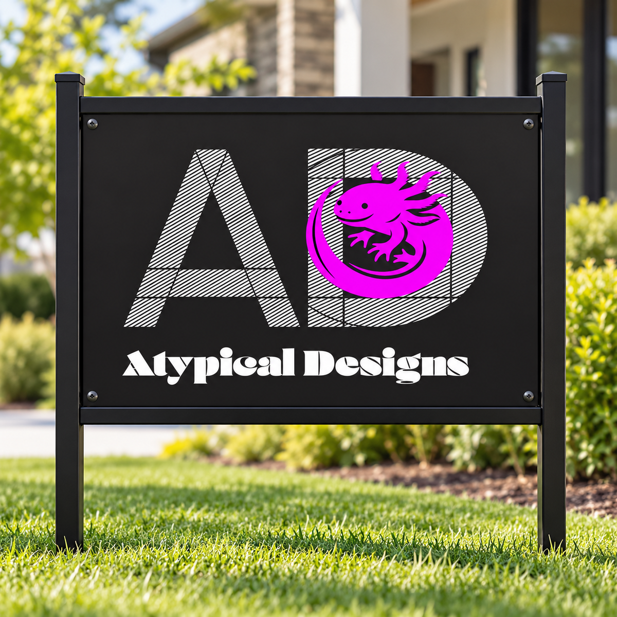 Atypical Designs sign panel or insert mockup, 24 by 18 inches