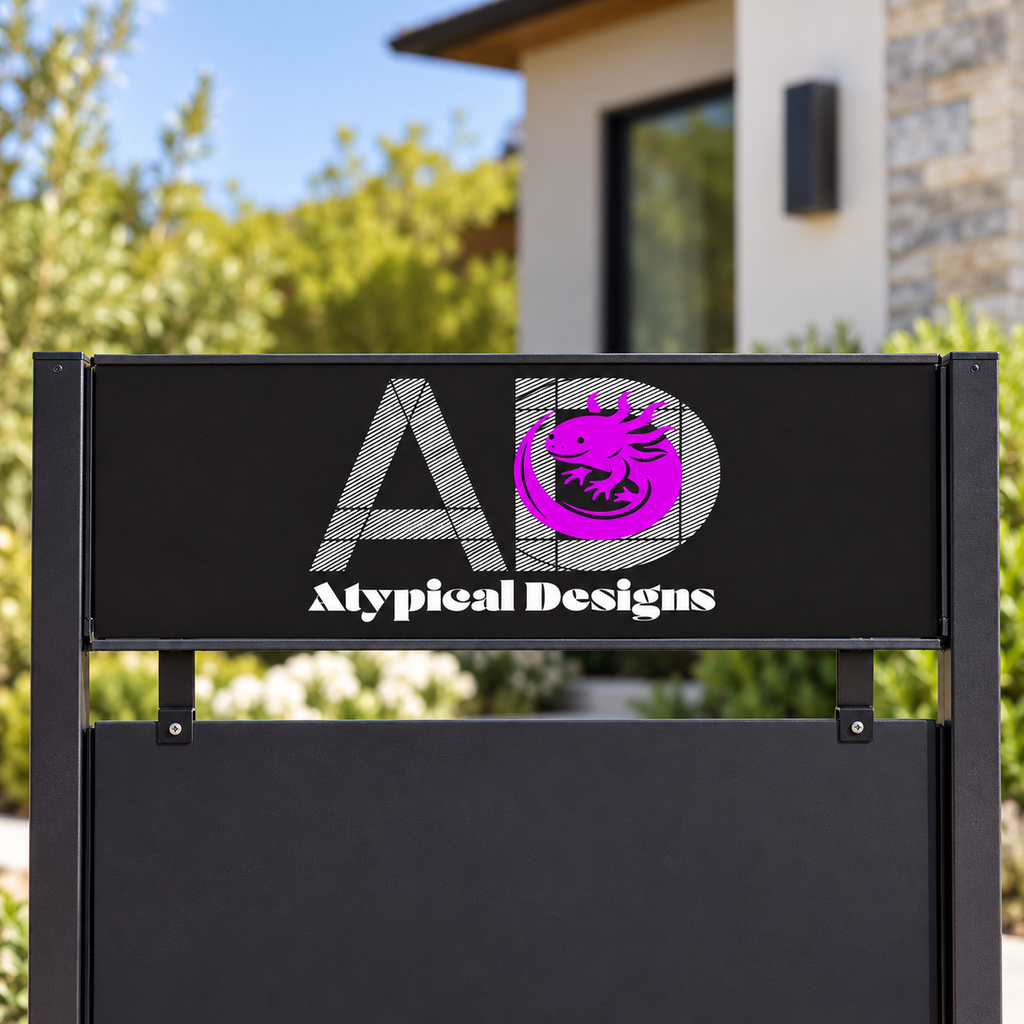 Atypical Designs sign panel or insert mockup, 24 by 6 inches