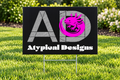 Atypical Designs custom yard sign mockup, 18 by 12 inches