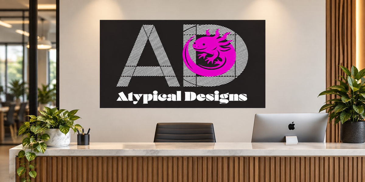 24 x 12 in wall placement with Atypical Designs artwork